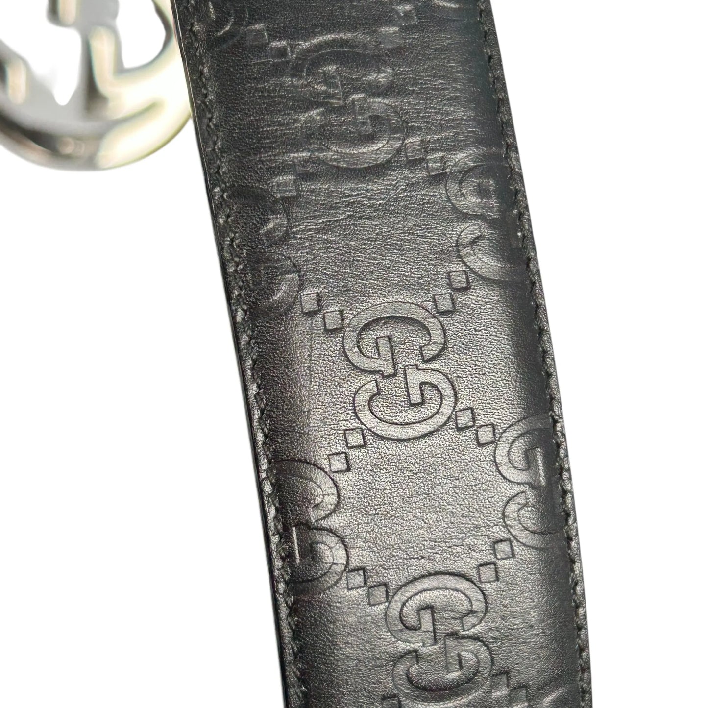 GUCCI グッチシマ GGロゴ レザー ベルト - ブラック