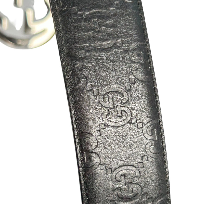 GUCCI グッチシマ GGロゴ レザー ベルト - ブラック