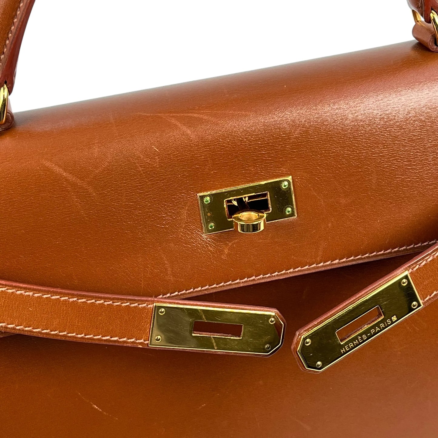 Hermès Kelly Box Calf Handbag/Shoulder Bag - Brown, E Stamp (2001) 