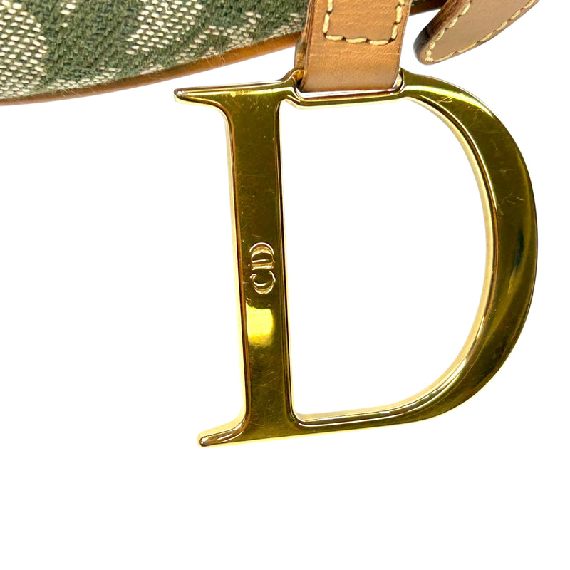 Dior サドル トロッター キャンバス ハンドバッグ ショルダーバッグ - カーキ × ベージュ