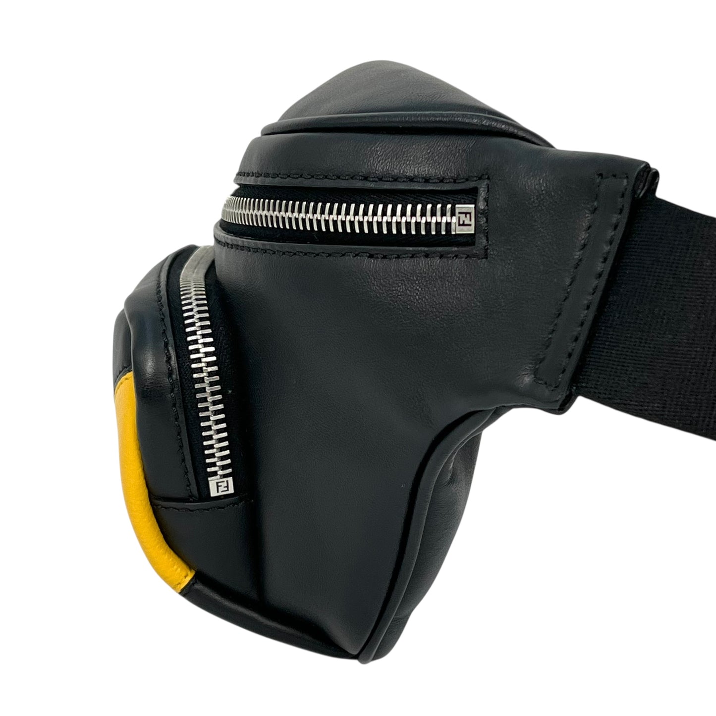FENDI Monster Leather Body Bag - Black and Yellow 