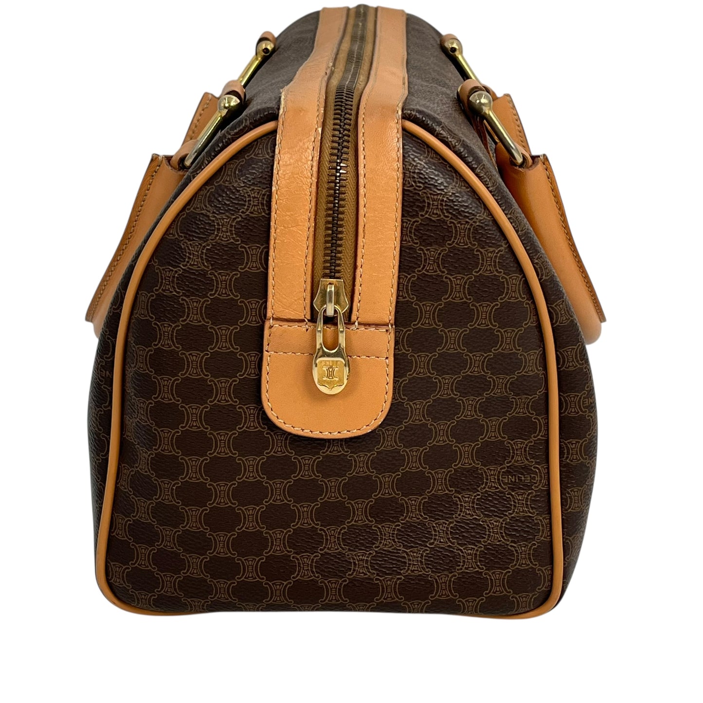 CELINE Macadam Boston Canvas Handbag - Brown 