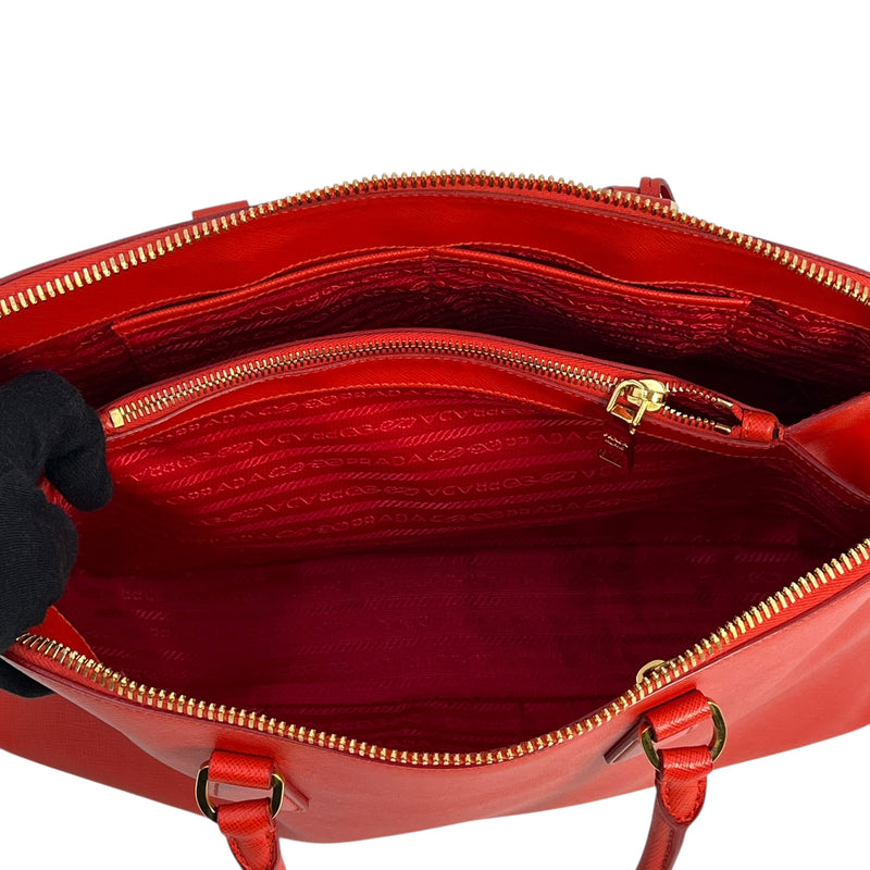 PRADA Galleria Saffiano Leather Handbag - Red 