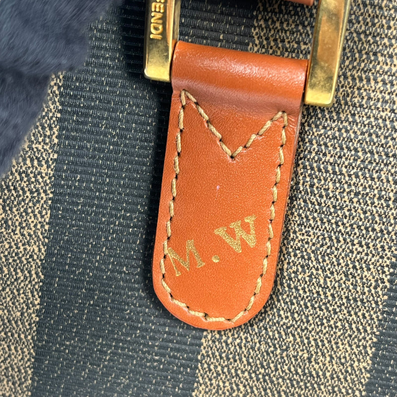 FENDI ペカン ロゴ ストライプ ハンドバッグ - ブラウン