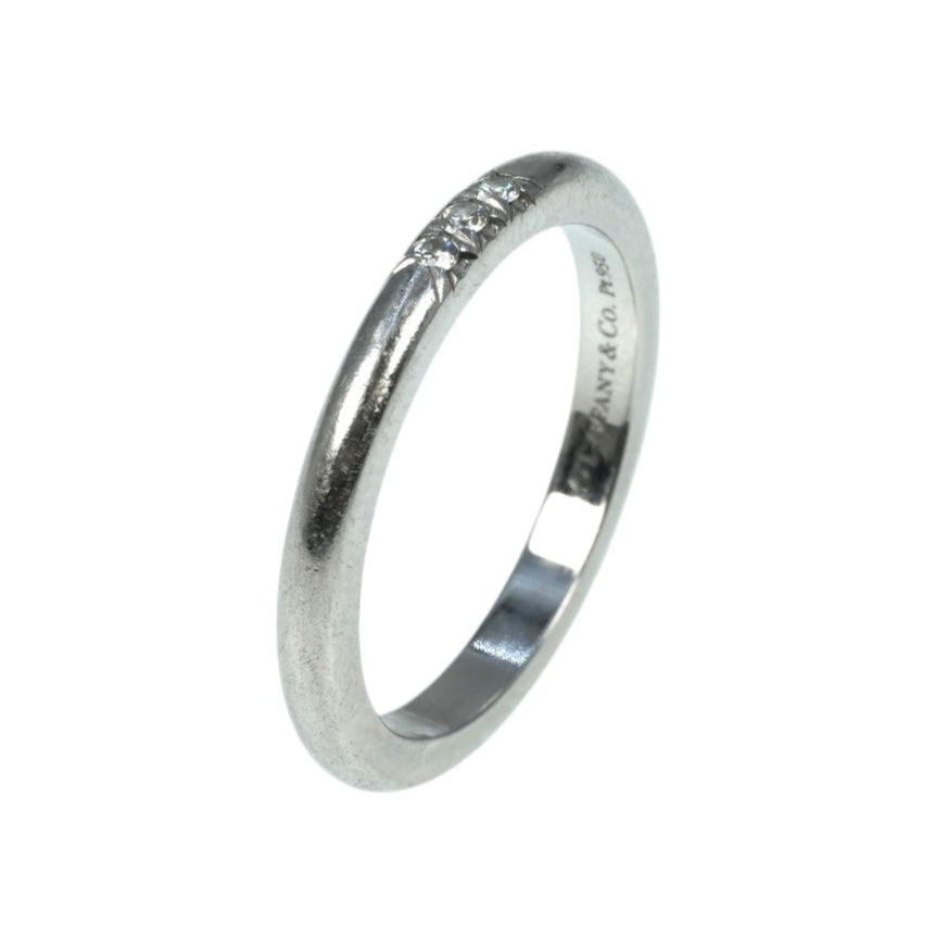 Tiffany &amp; Co Classic Band Ring with 3 Diamonds - Pt950