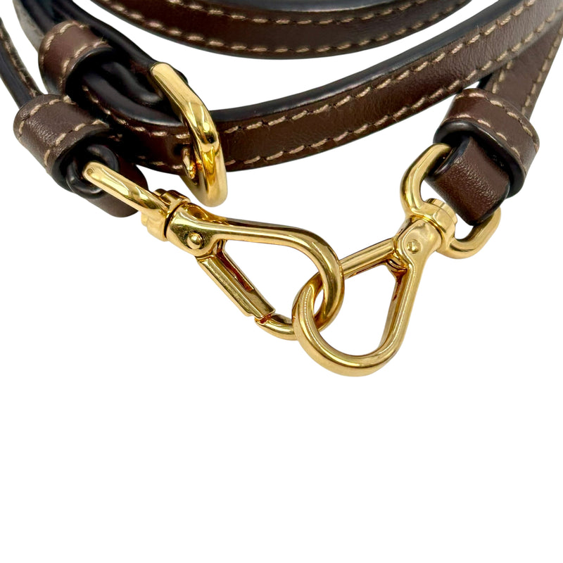 PRADA ロゴ ジャカード キャンバス ドローストリング ハンドバッグ バケットバッグ - ブラウン