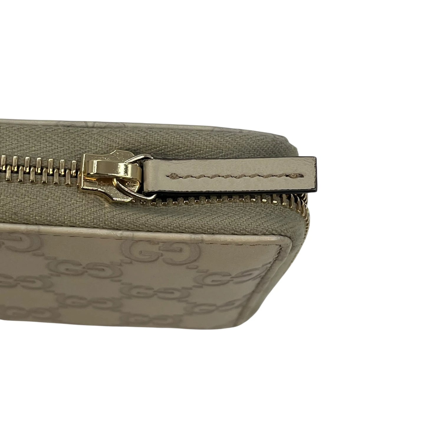 GUCCI Leather Round Zip Long Wallet - Beige 