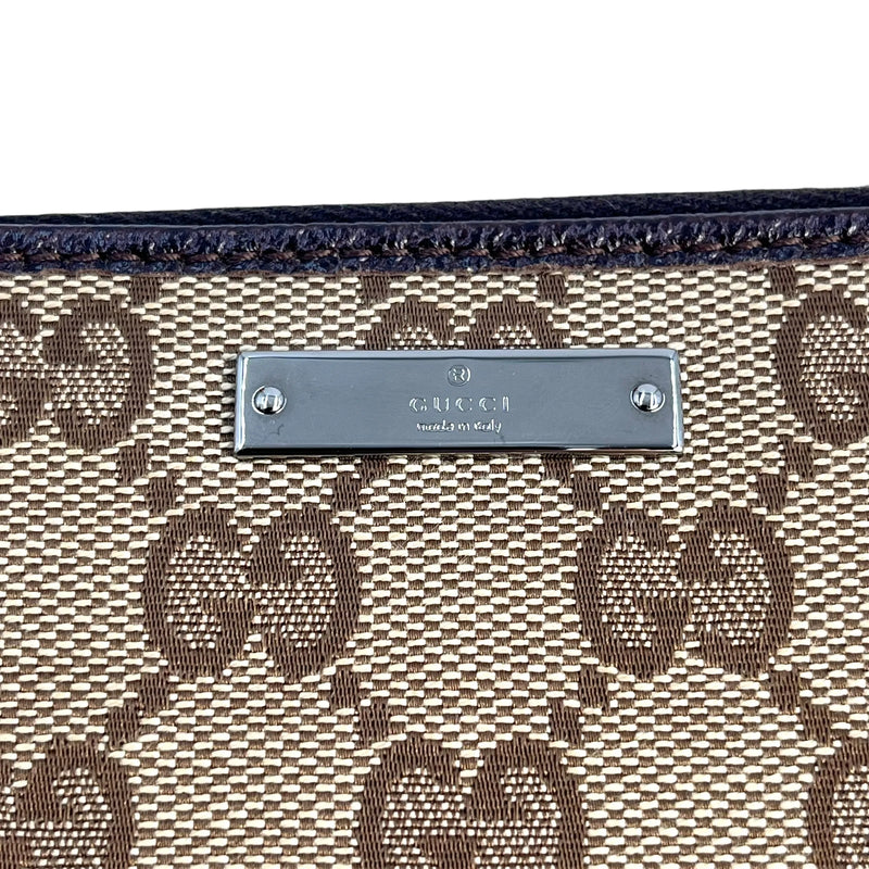 GUCCI キャンバス グッチシマ ラウンドジップ ロングウォレット - ブラウン