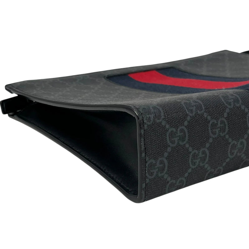 GUCCI GG Supreme Web Clutch Bag - Black 