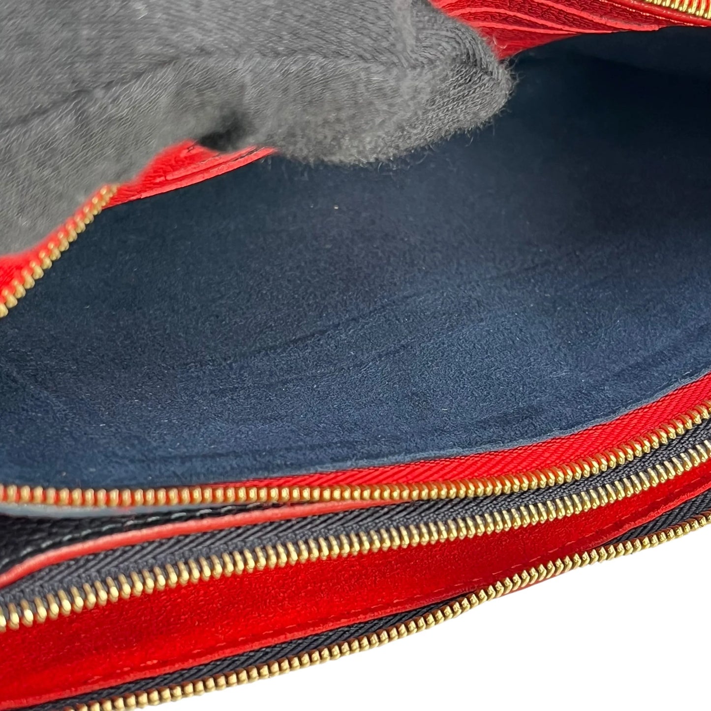 Louis Vuitton ポシェット ダブルジップ モノグラムアンプラント チェーンショルダーバッグ - ネイビー × レッド