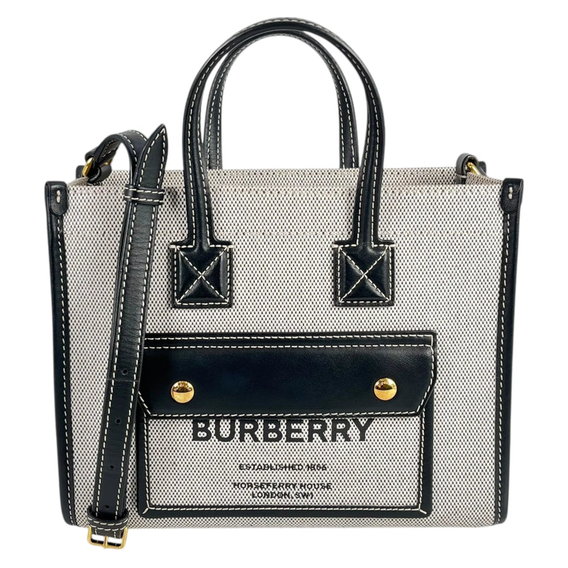 BURBERRY ミニ フレイヤ トートハンドバッグ ショルダーバッグ - ブラック