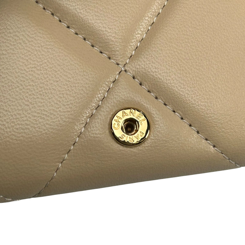 CHANEL Matelasse 19 Tri-fold Compact Wallet - Beige 