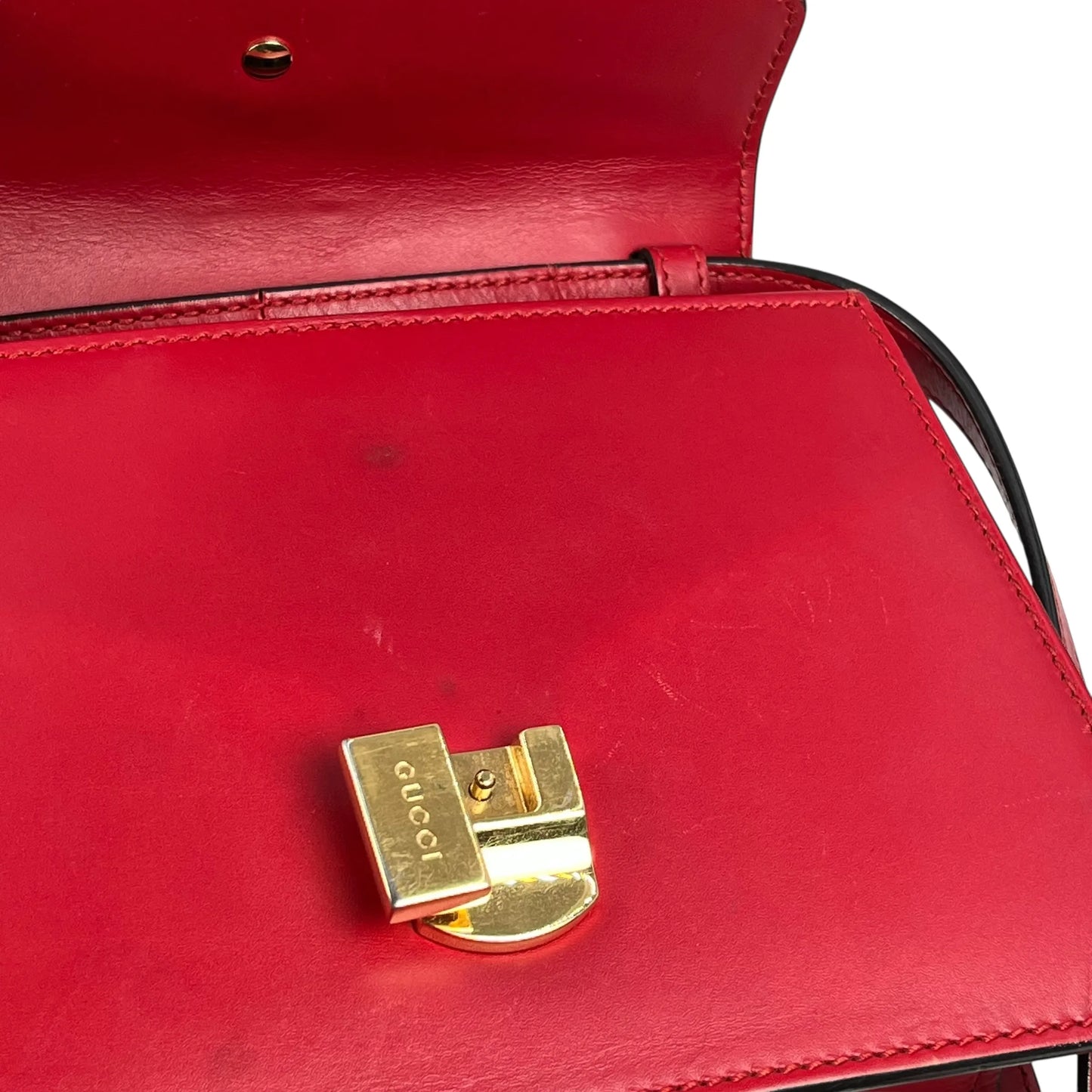 GUCCI Sylvie Chain Mini Handbag/Shoulder Bag - Red 