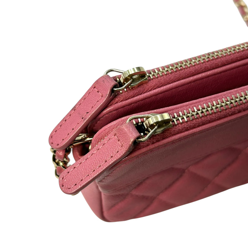 CHANEL Materasse Caviarskin Chain Wallet - Pink - 31343 