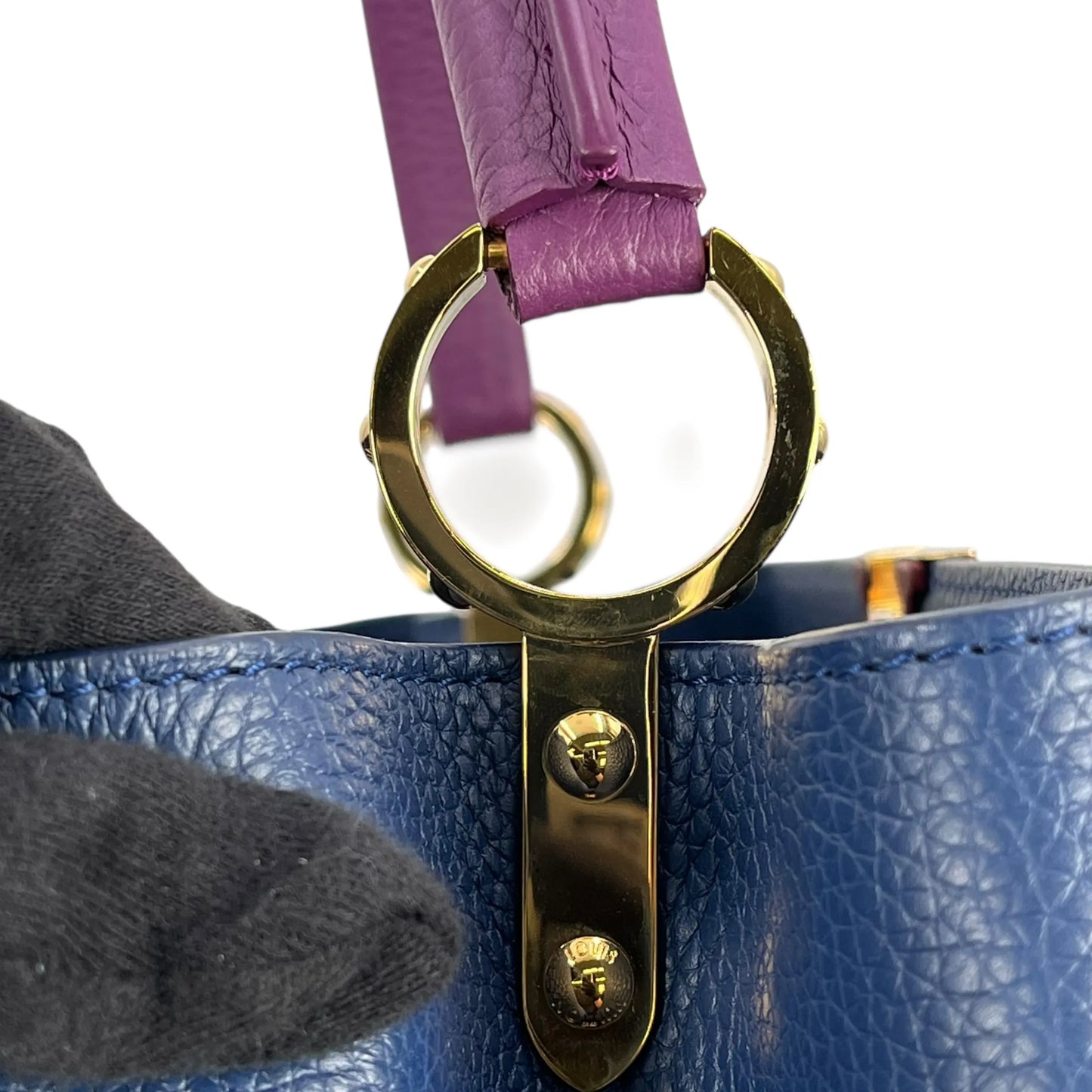 Louis Vuitton Capucines MM Taurillon Leather Handbag - Navy Blue 