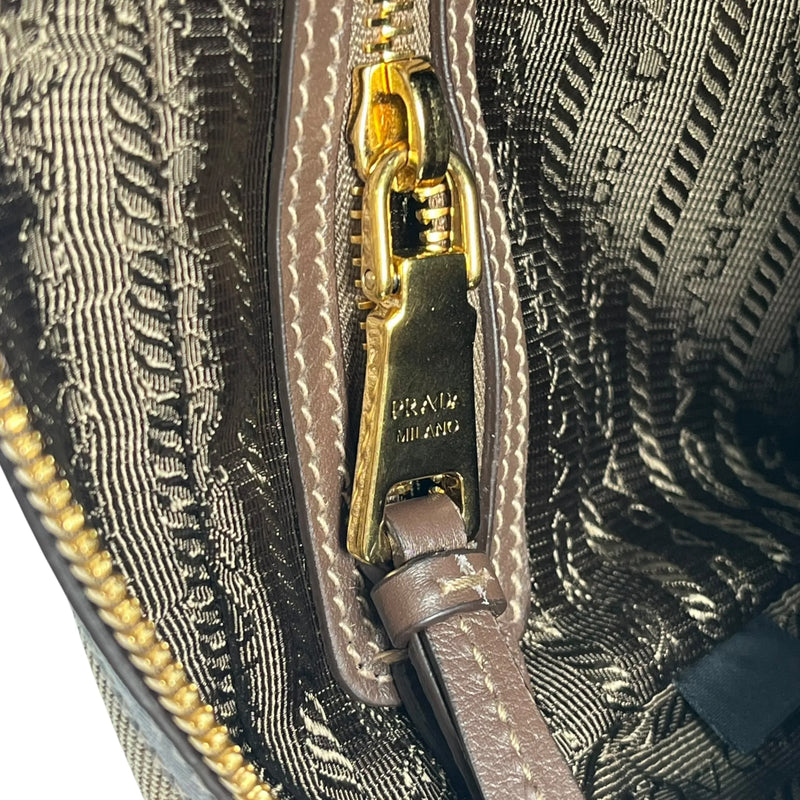 PRADA プラダロゴ ジャカード ショルダーバッグ - ベージュ
