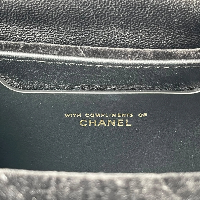CHANEL Matelasse Boston Velvet Mini Shoulder Bag - Black 
