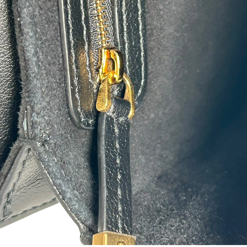 Christian Dior Jolie Top Handle Bag Calfskin Hand Bag Shoulder Bag - Black 