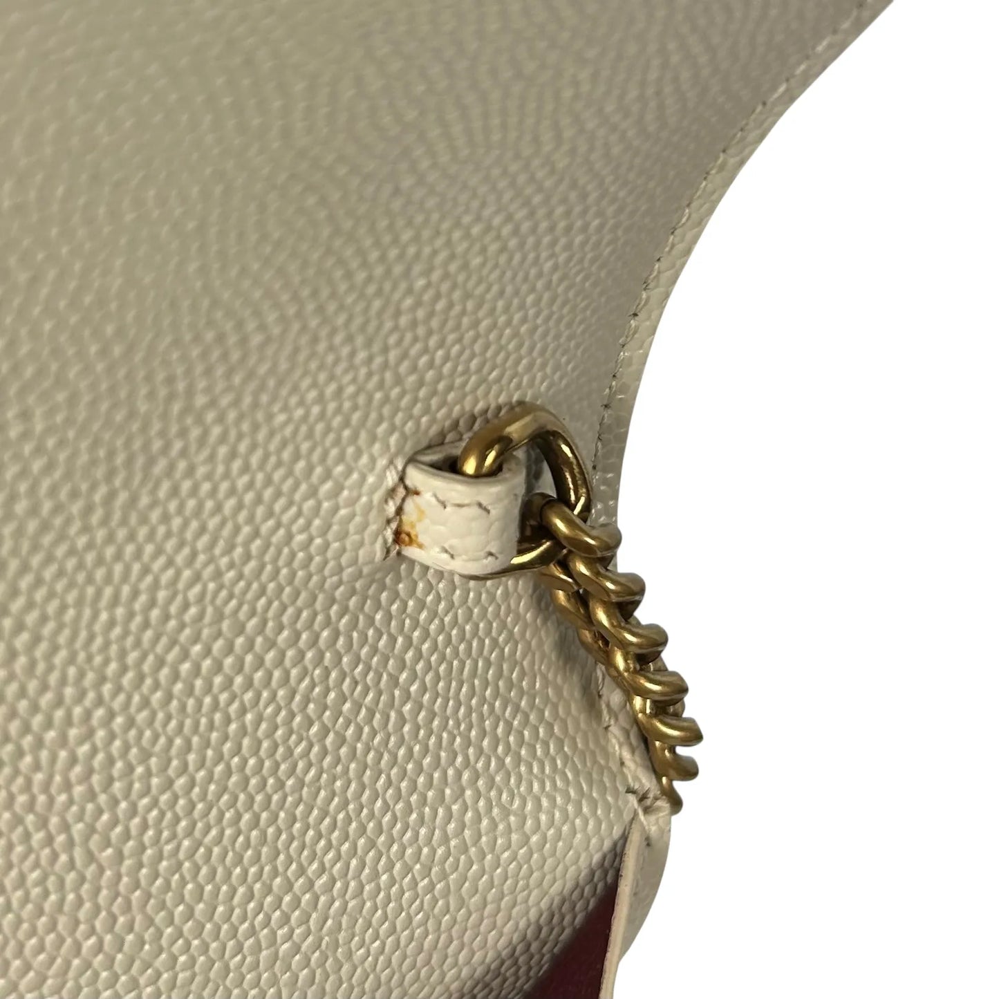 SAINT LAURENT Cassandra Leather Chain Shoulder Bag - White 