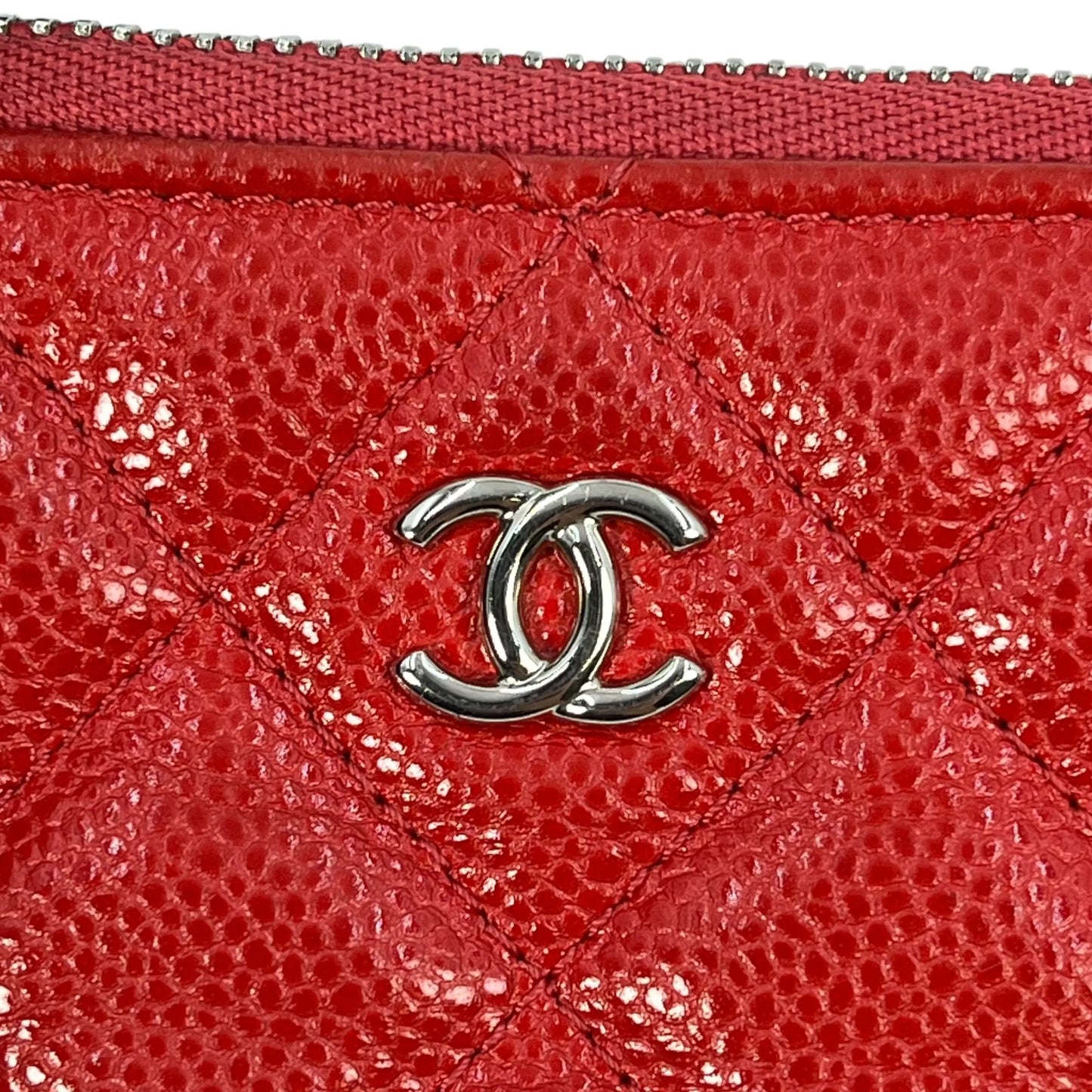 CHANEL マトラッセ キャビアスキン コインケース - レッド