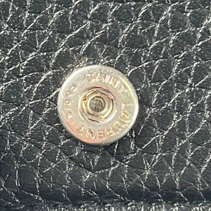 SAINT LAURENT Leather Card Case - Black 