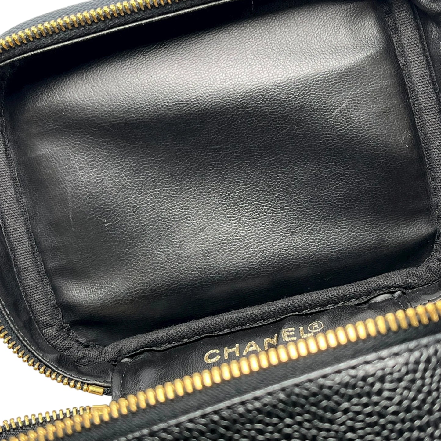 CHANEL キャビアスキン バニティバッグ ハンドバッグ - ブラック
