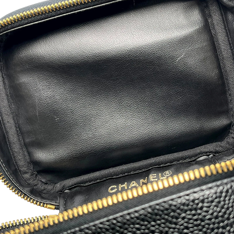 CHANEL キャビアスキン バニティバッグ ハンドバッグ - ブラック