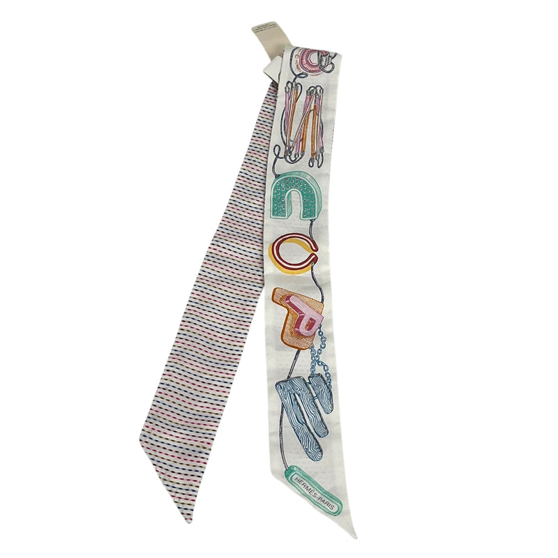 Hermès Twilly Scarf Kanta Chevaloscope Neon - White x Multicolor 
