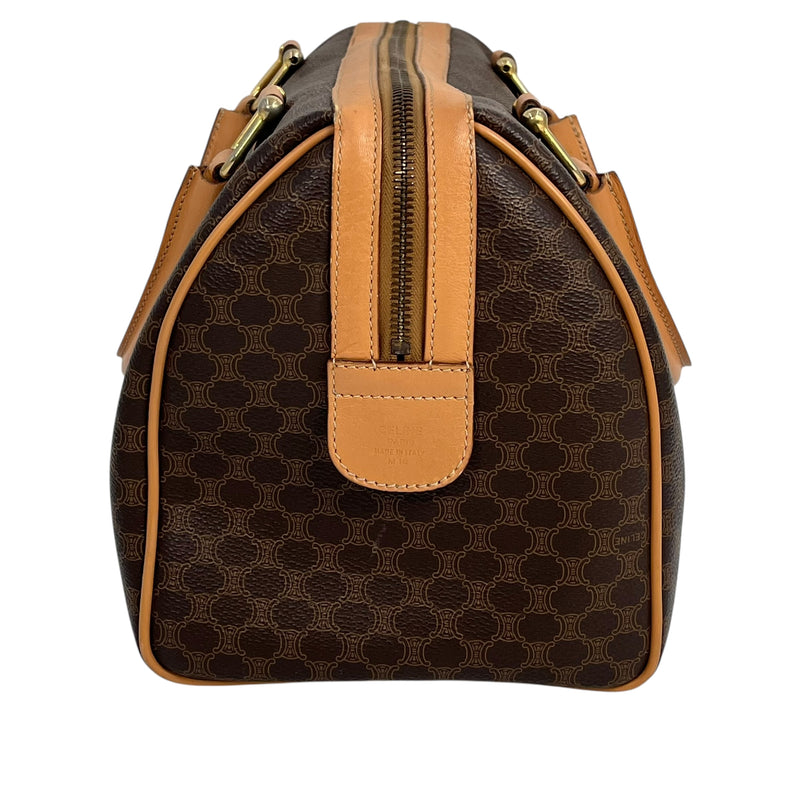 CELINE Macadam Boston Canvas Handbag - Brown 
