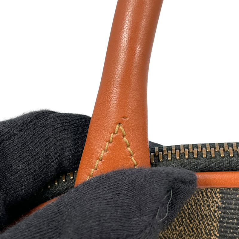 FENDI ペカン ロゴ ストライプ ハンドバッグ - ブラウン