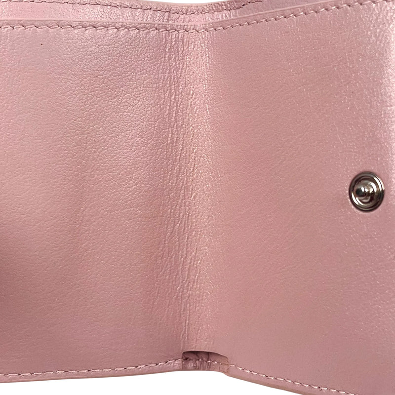 BALENCIAGA Cash Mini Leather Tri-fold Compact Wallet - Pink