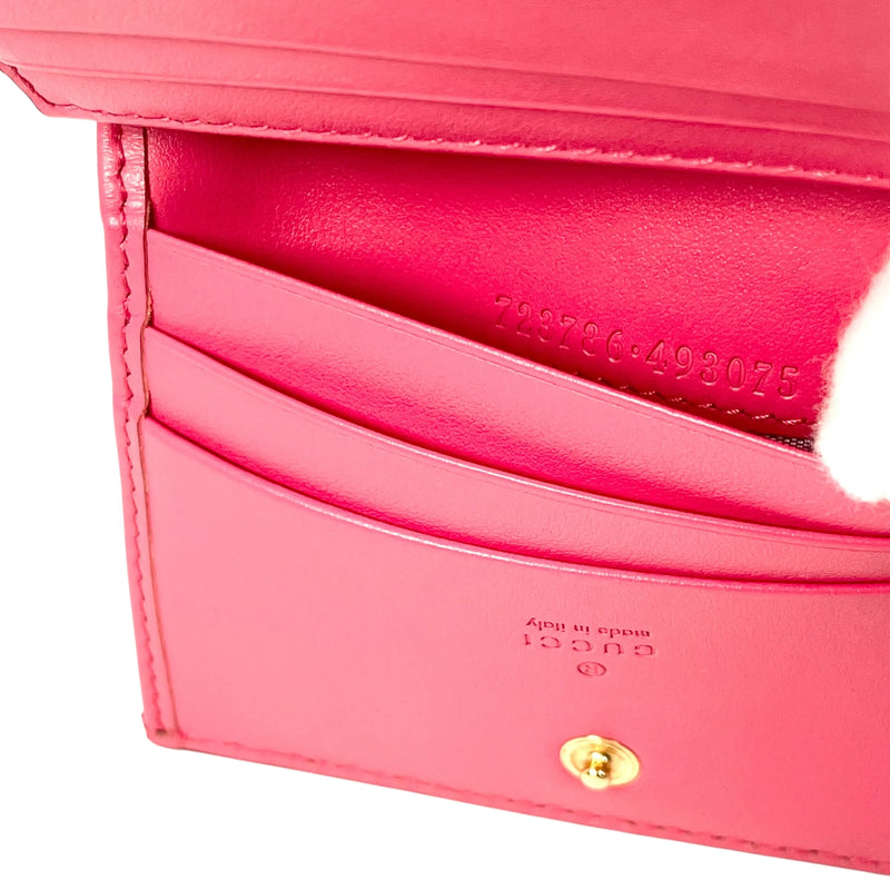 GUCCI GG Matelasse Card Case Bifold Wallet Compact Wallet - Pink 