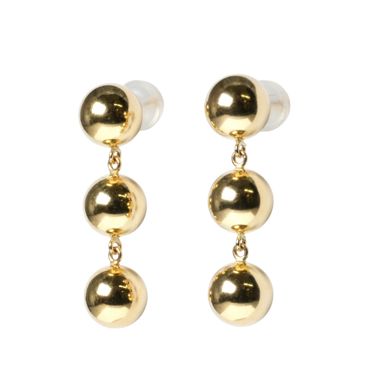 Triple Ball Earrings - 18KYG - 06854 