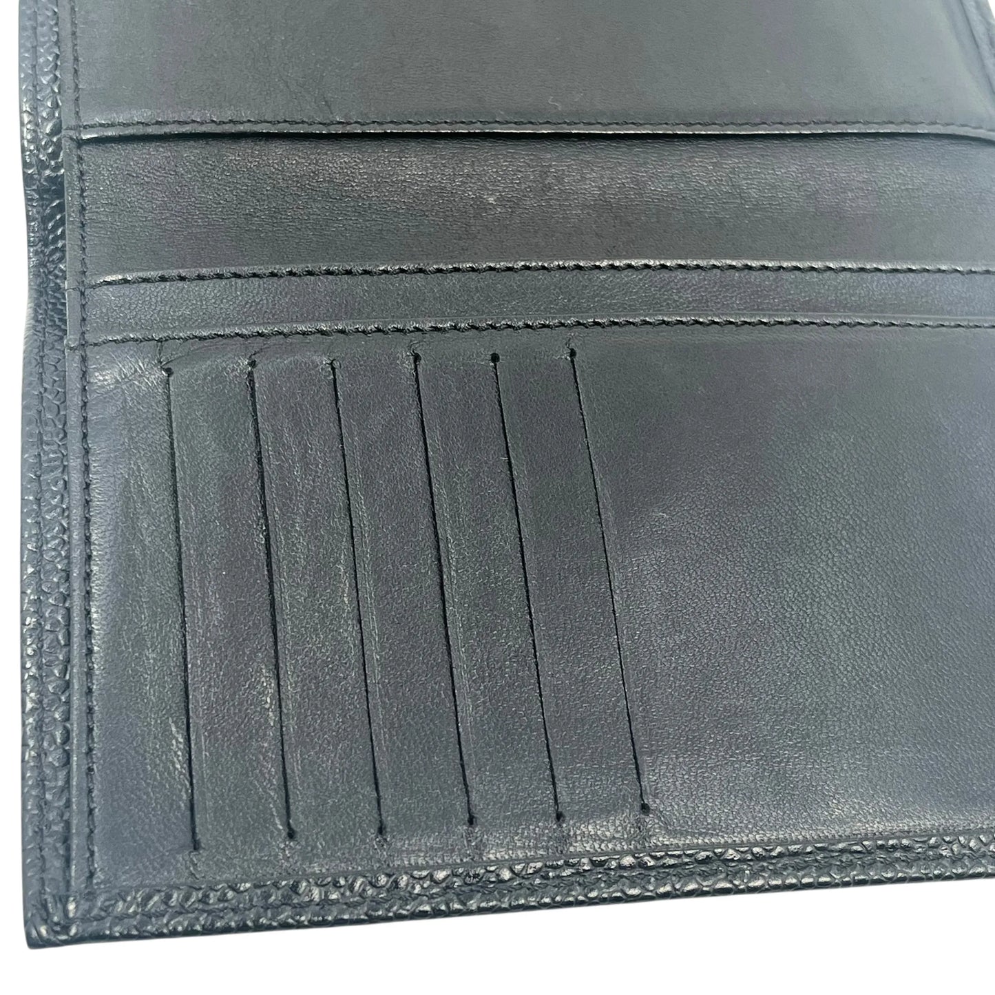 CHANEL Caviar Skin Coco Mark Tri-fold Compact Wallet - Black 