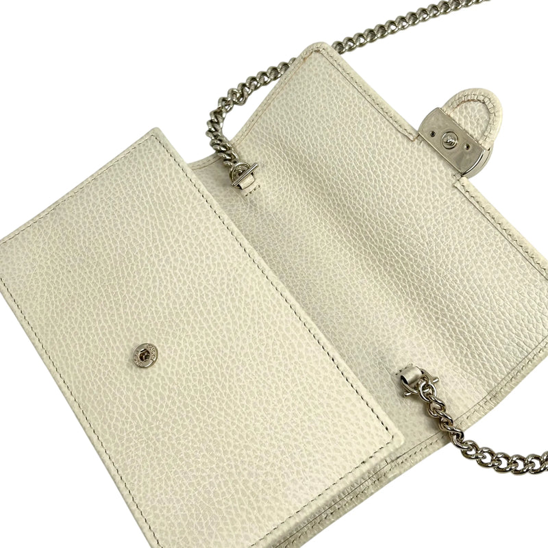 GUCCI Interrocking G Chain Wallet Shoulder Bag - Cream White 