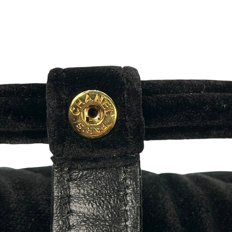 CHANEL Matelasse Boston Velvet Mini Shoulder Bag - Black 