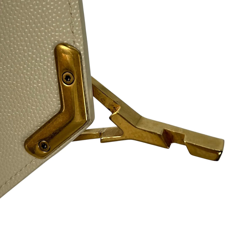 SAINT LAURENT Cassandra Leather Chain Shoulder Bag - White 