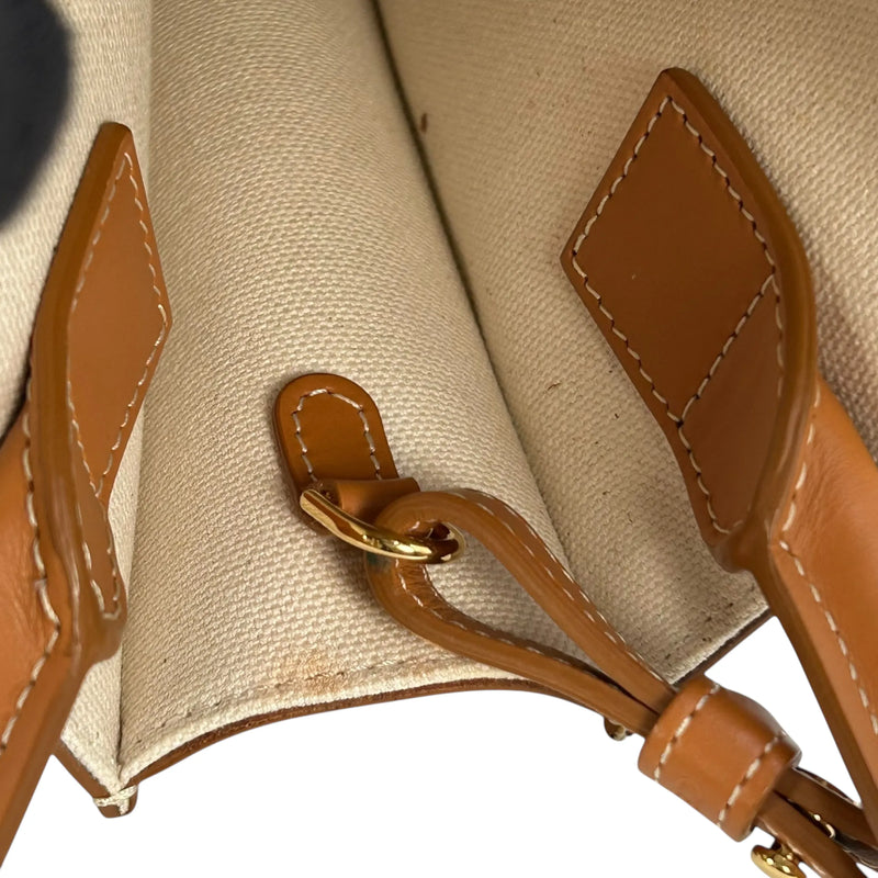 CELINE Mini Vertical Cabas Canvas Handbag/Shoulder Bag - White 