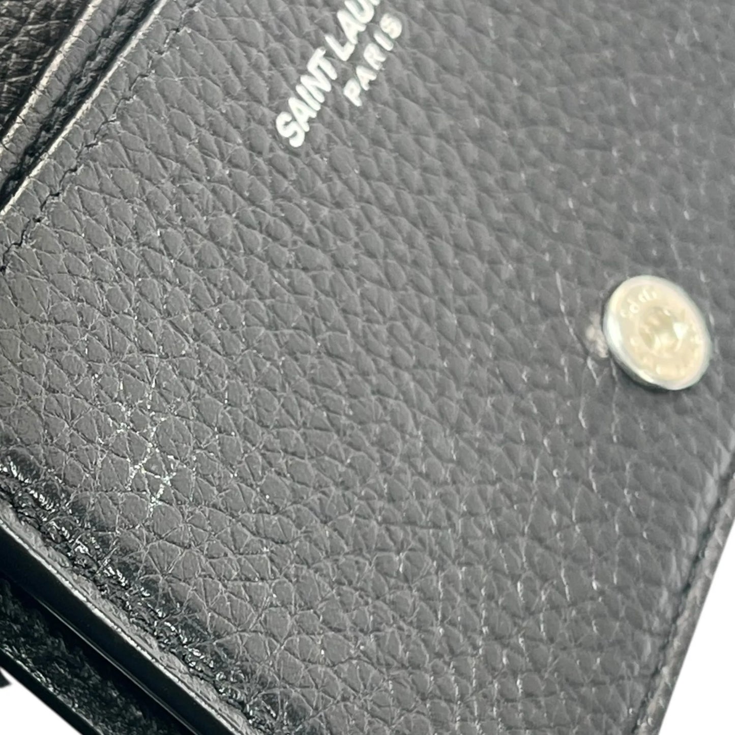 SAINT LAURENT Leather Card Case - Black 