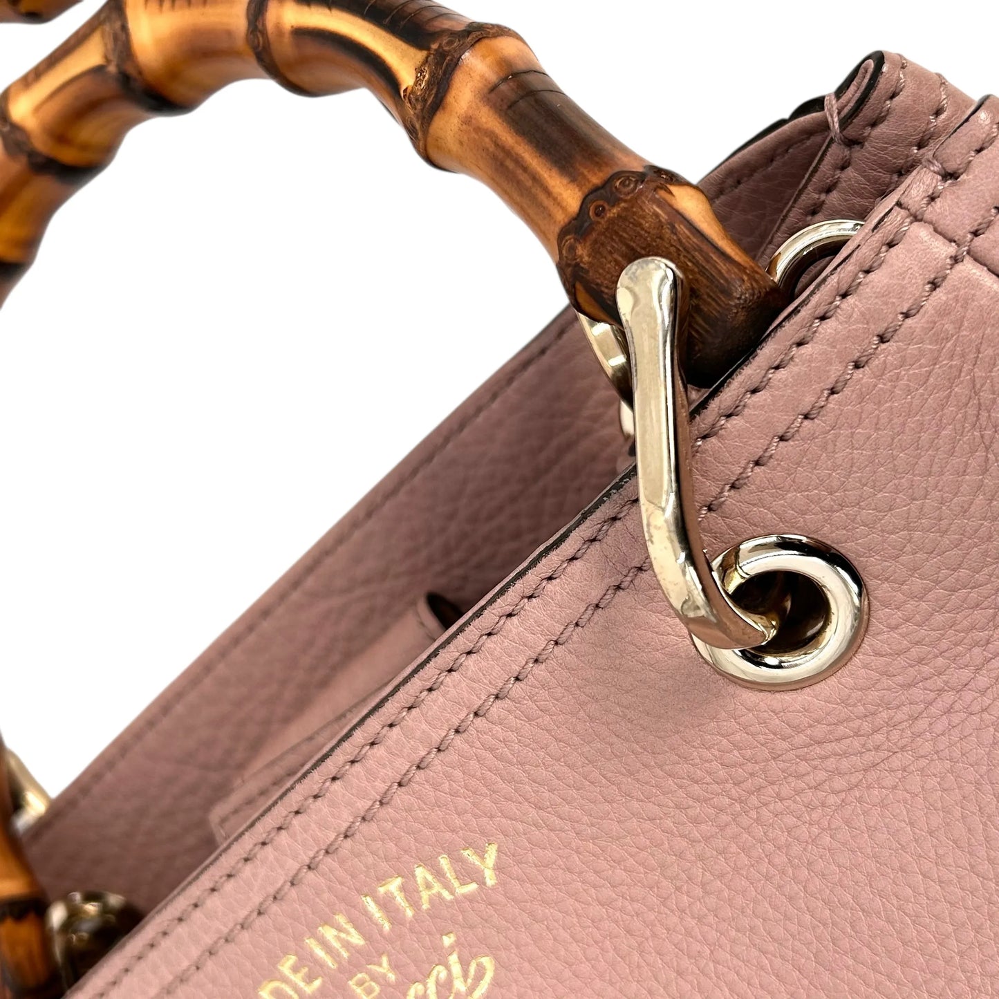 GUCCI Bamboo Leather Handbag/Shoulder Bag - Pink 
