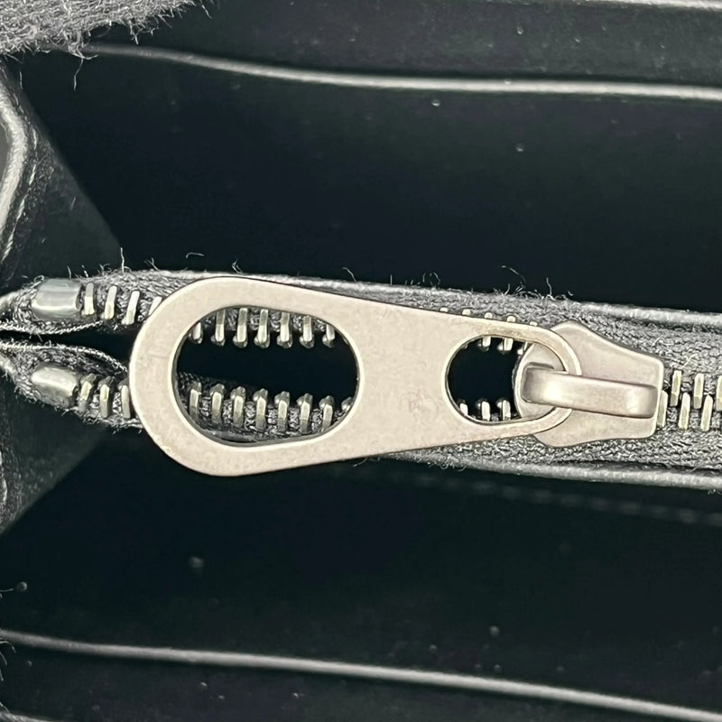 BOTTEGA VENETA Intrecciato Round Zip Leather Long Wallet - Black 