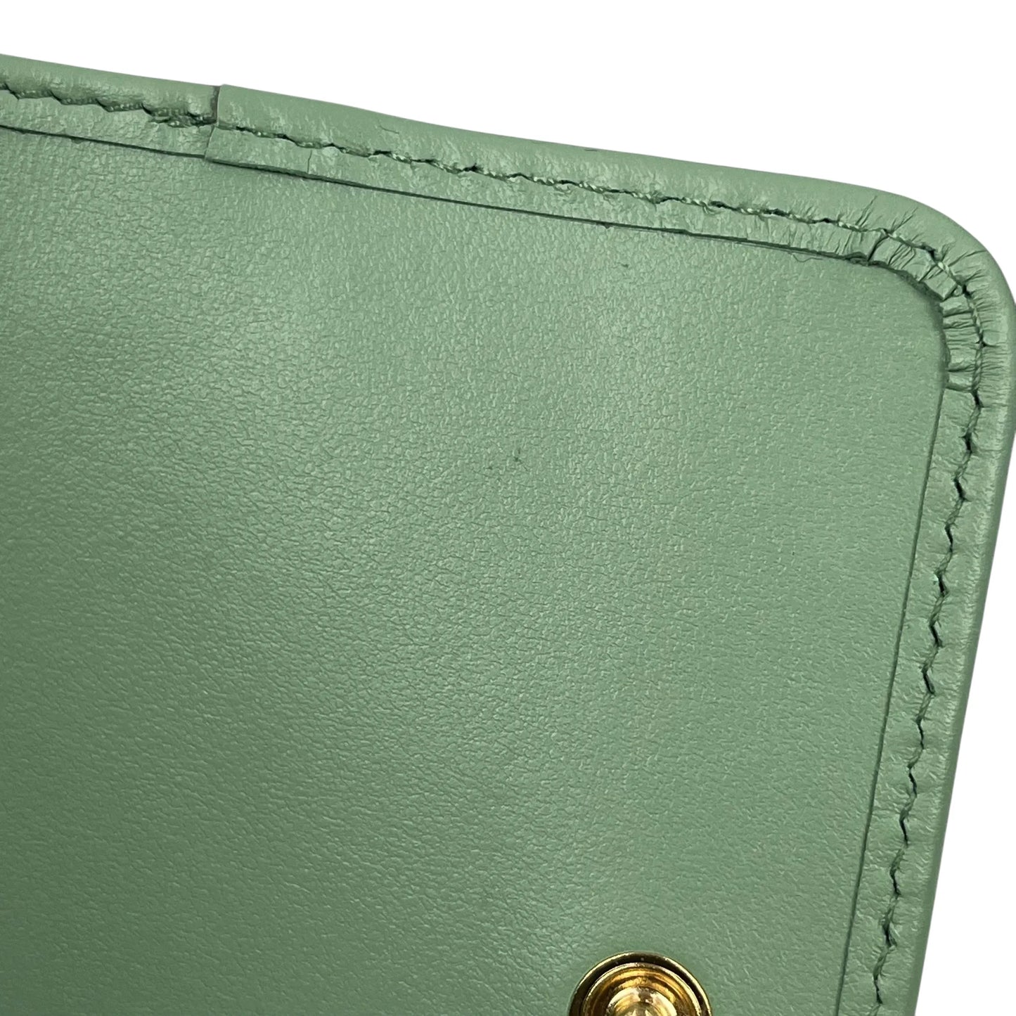 PRADA Saffiano Leather Tri-fold Compact Wallet - Green 