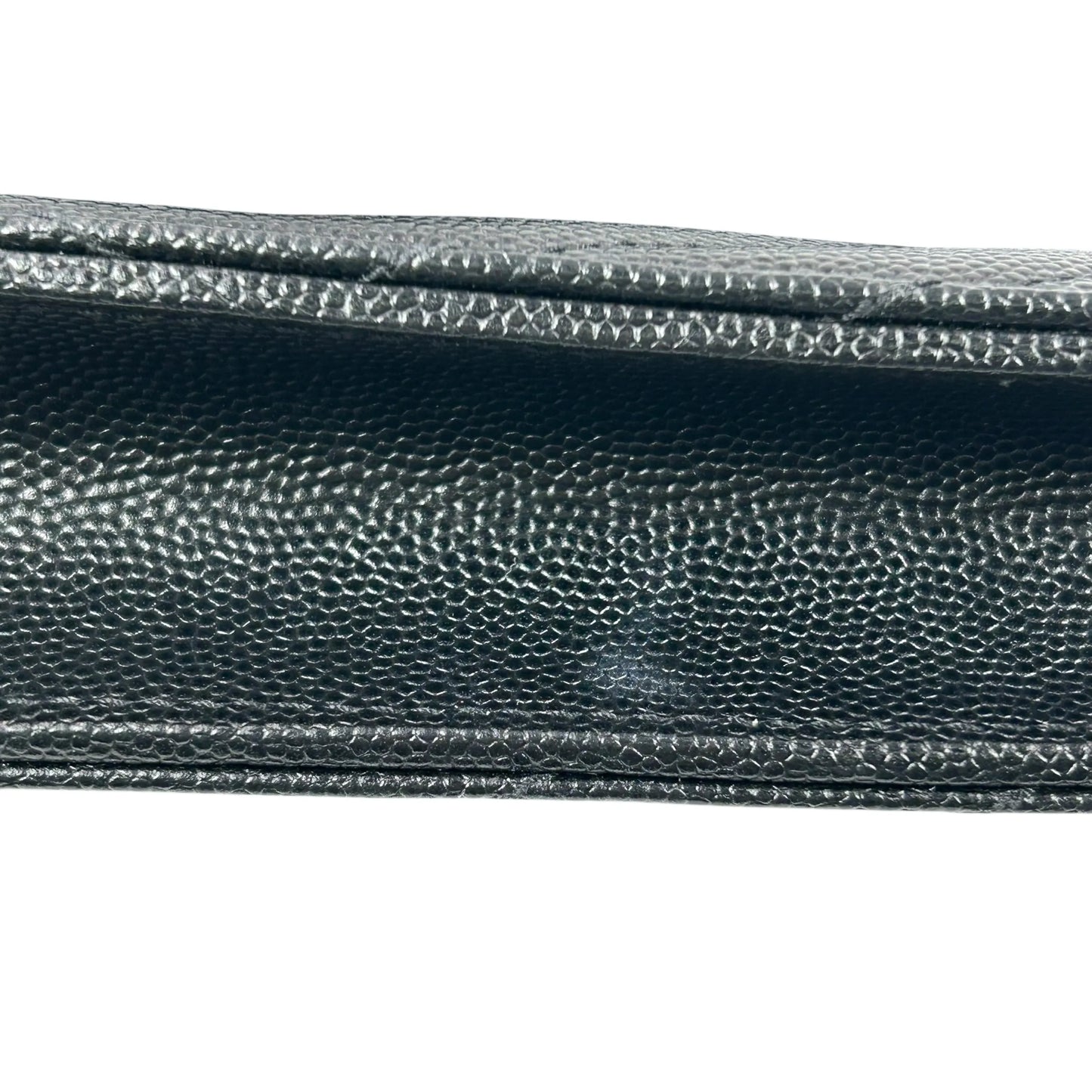 Saint Laurent Cassandra Envelope Calf Leather Chain Wallet - Black 