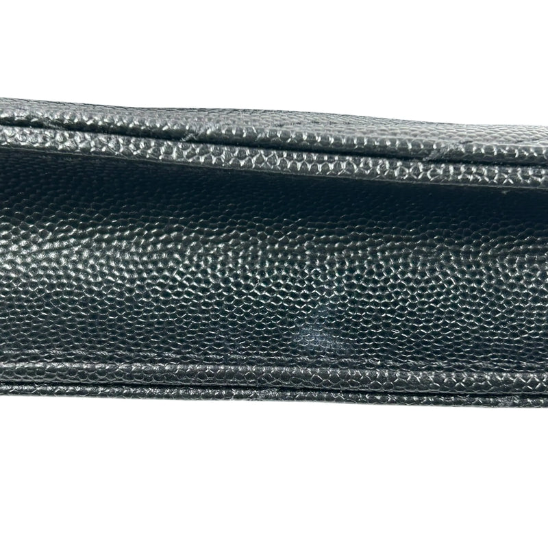 Saint Laurent Cassandra Envelope Calf Leather Chain Wallet - Black 