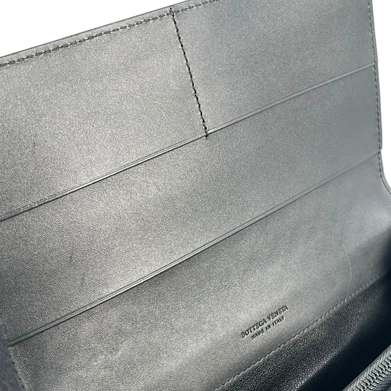 BOTTEGA VENETA Intrecciato Leather Bi-fold Long Wallet - Black 