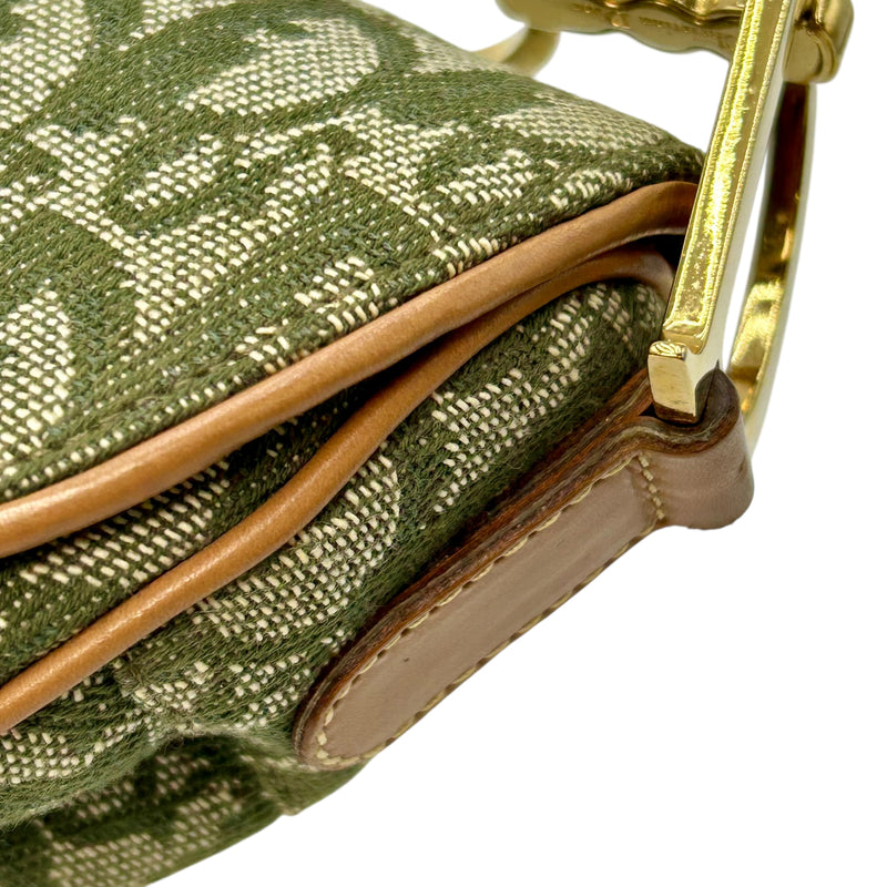 Dior サドル トロッター キャンバス ハンドバッグ ショルダーバッグ - カーキ × ベージュ