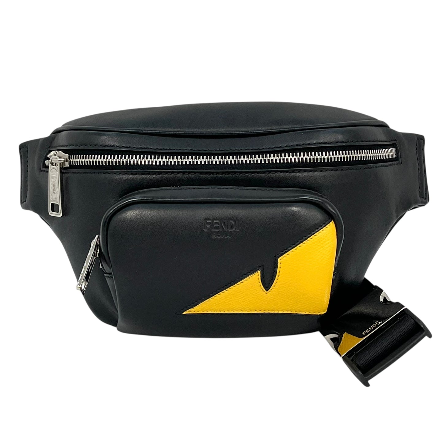 FENDI Monster Leather Body Bag - Black and Yellow 