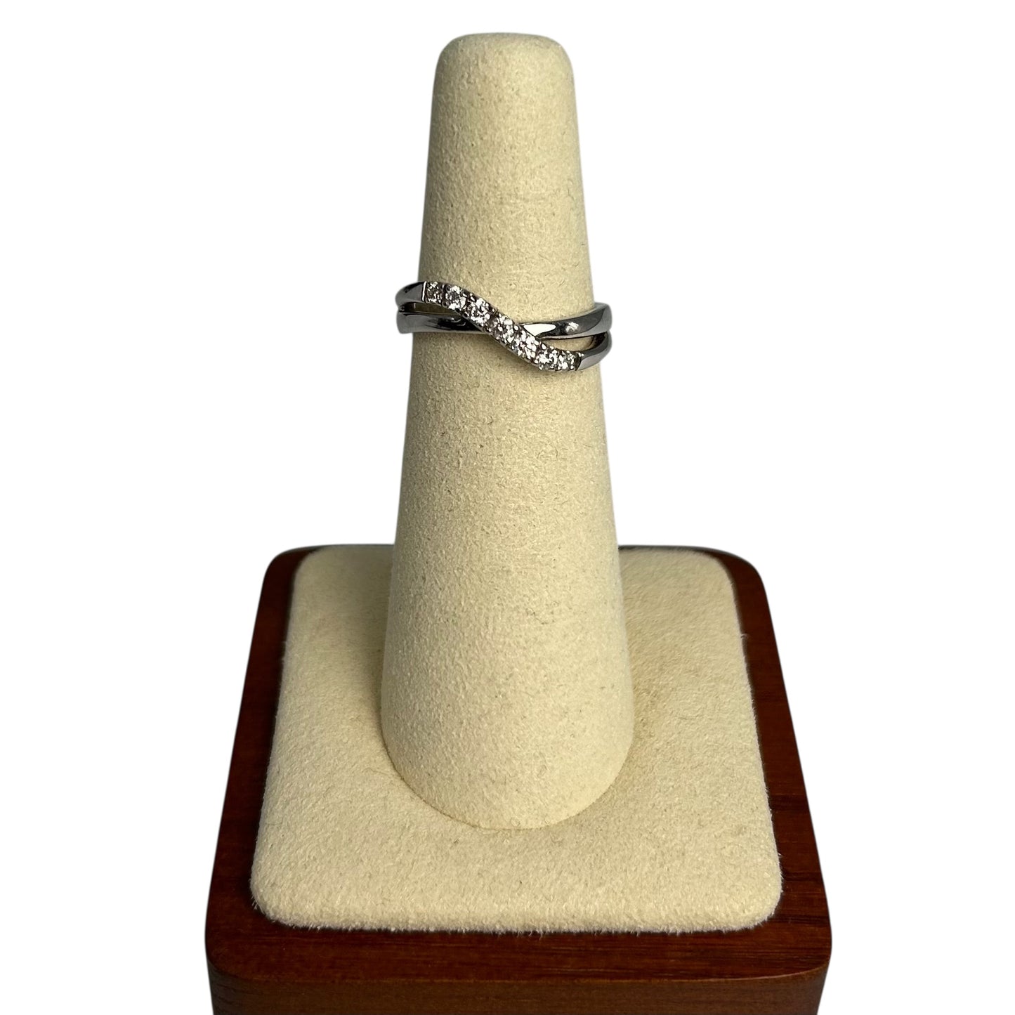 4°C Diamond Cross Wave Ring Jewelry - Pt950 