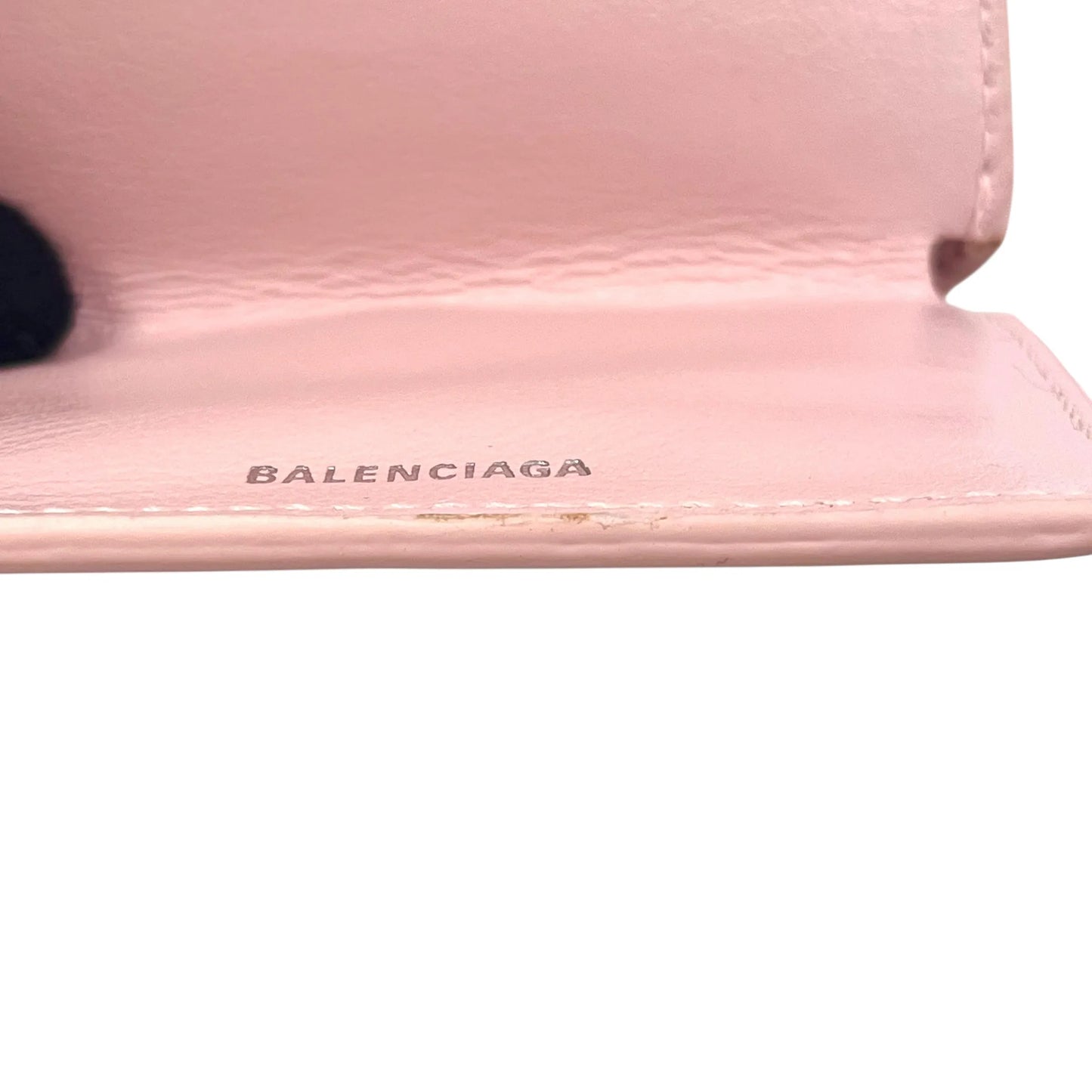 BALENCIAGA Cash Mini Leather Tri-fold Compact Wallet - Pink