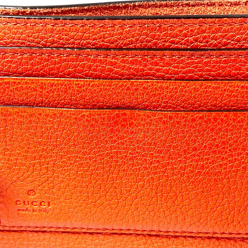 GUCCI GG Logo Embossed Bifold Compact Wallet - Orange 